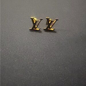 Louis Vuitton Black and Gold Authentic Earrings